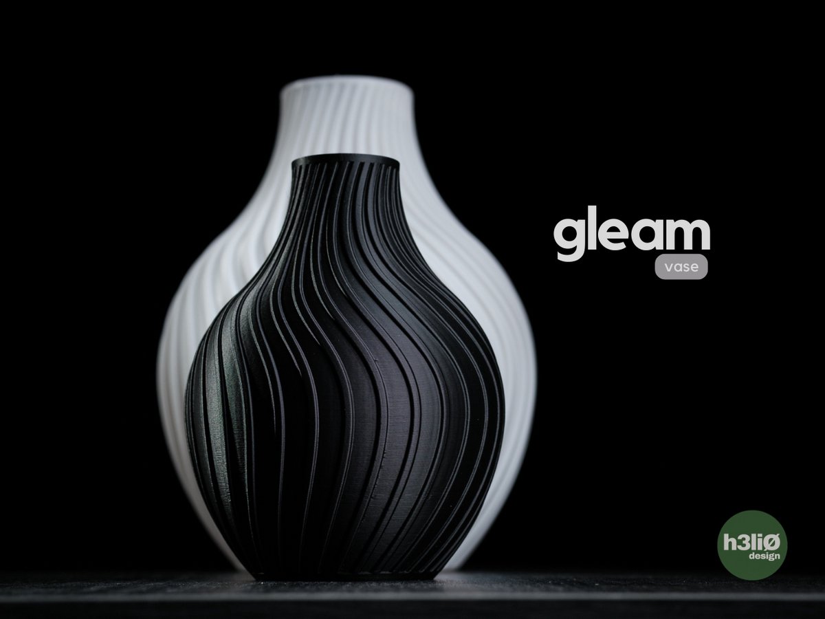 Moderne Grote Design Vaas - Gleam Vase - 23×30 cm – High Flow PETG – Leverbaar in Zwart, Wit & Grijs – Perfect voor Droogbloemen & Interieurdecoratie