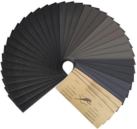 Schuurpapier Set 42 Delen Nat-Droog Schuren 120 tot 3000 Grit voor Auto