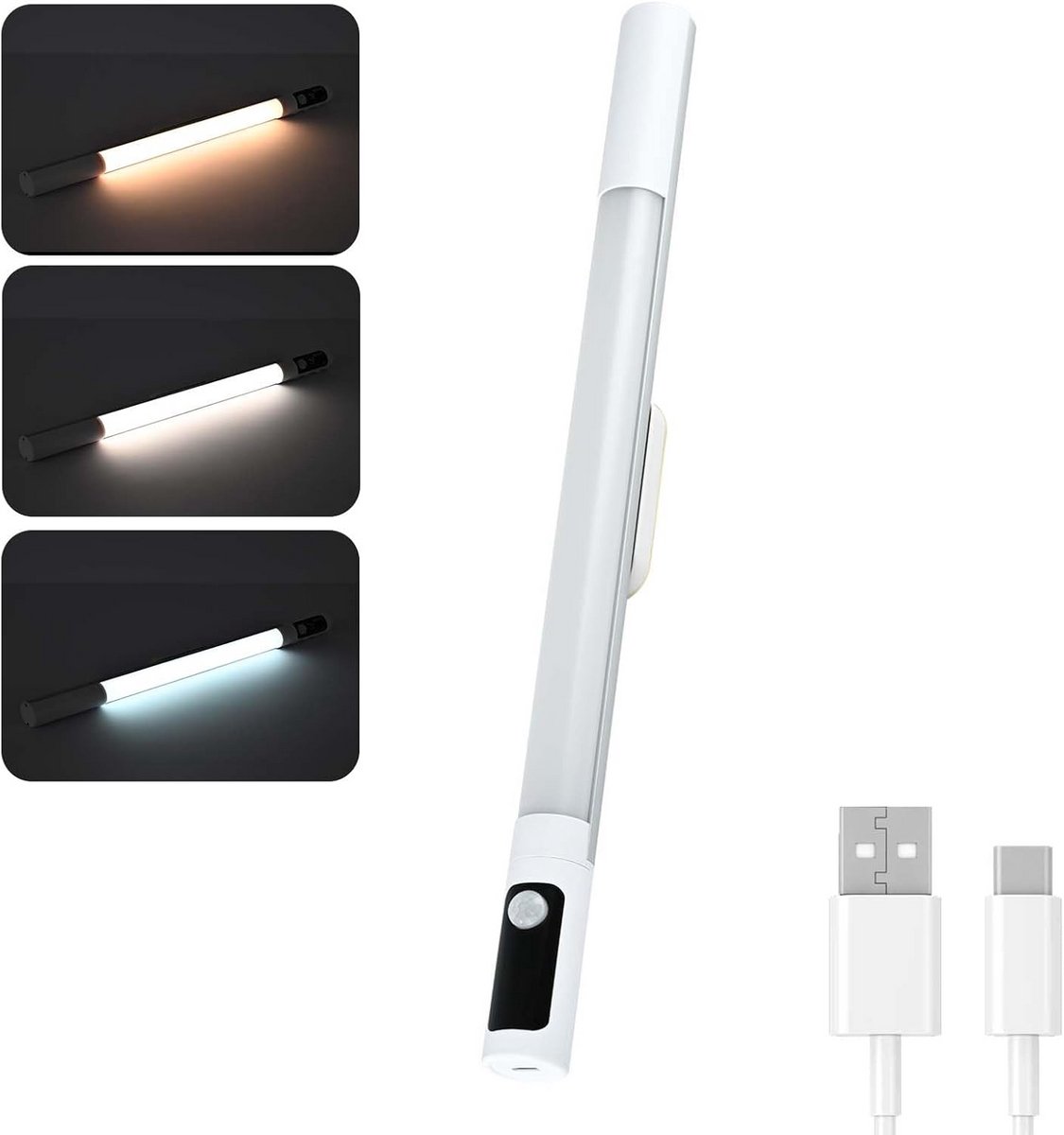 Oplaadbare LED Kastverlichting met Bewegingssensor en LCD-Display - Dimbare Wandlamp