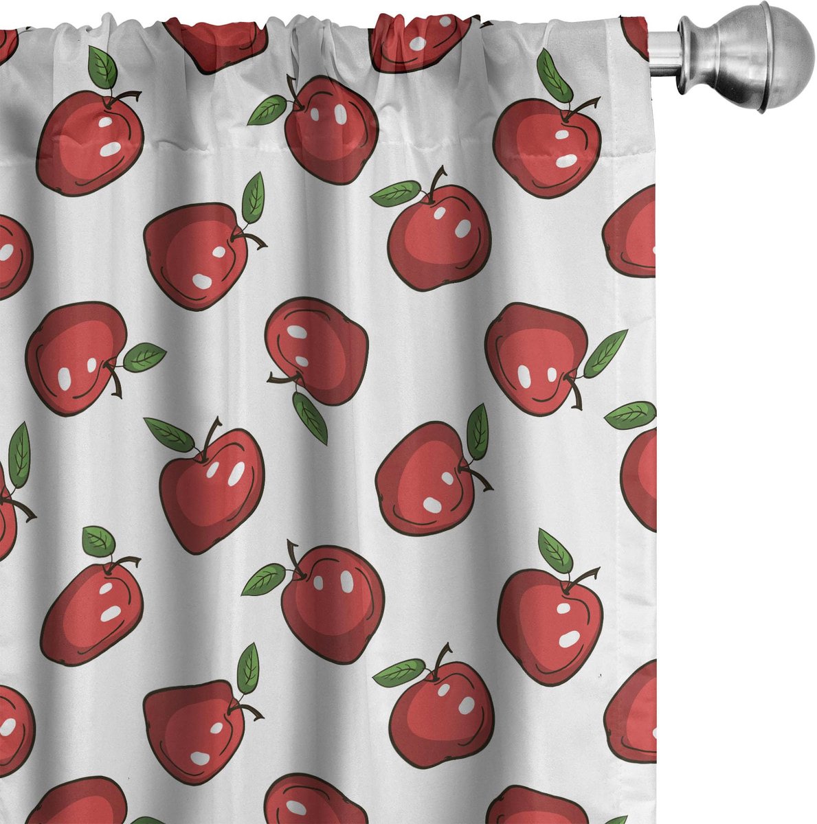 ABAKUHAUS Appel Gordijnen – 2x75x175 cm – Microvezel – Halfdonkerend Dunkler Koraalgroen Wit
