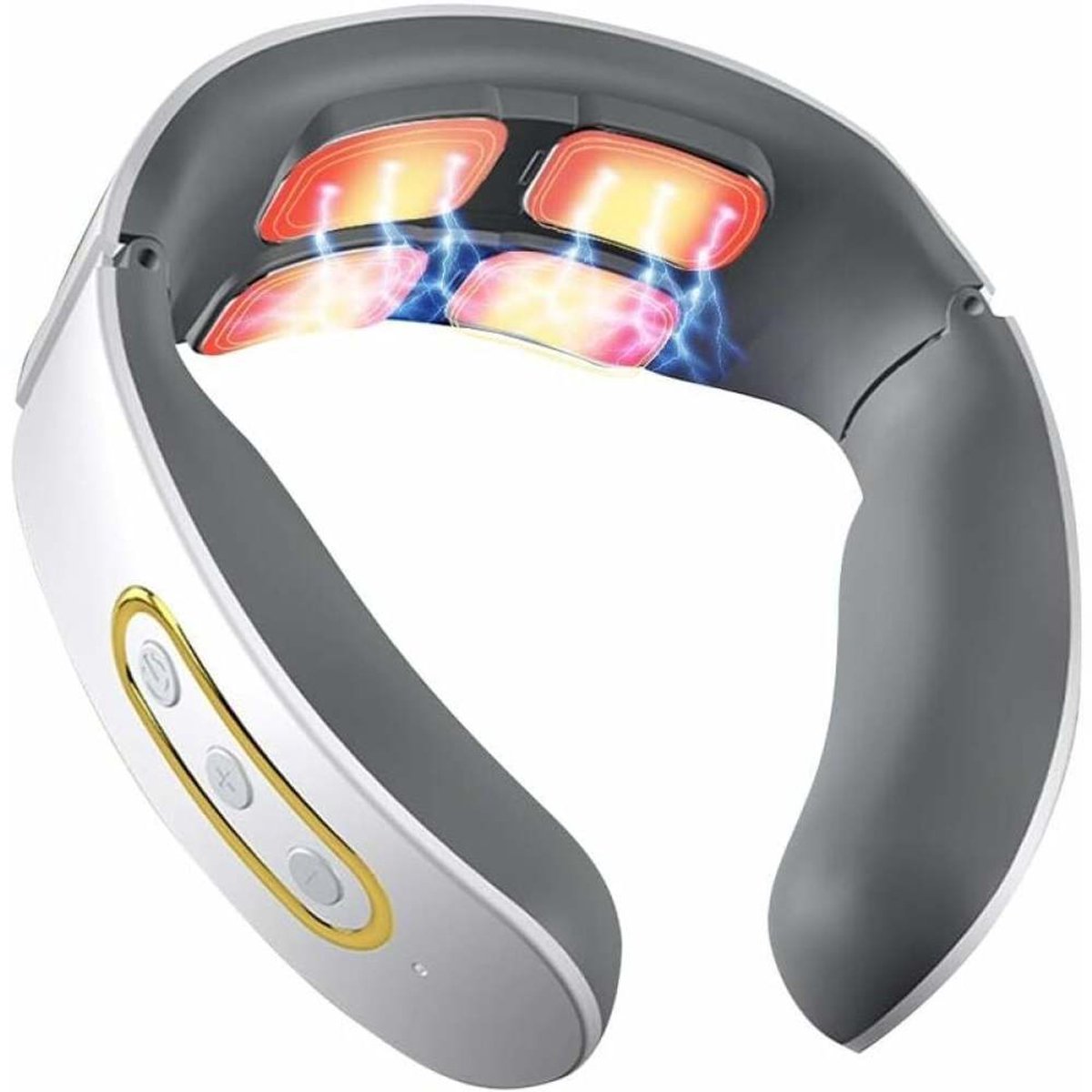 Nekmassageapparaat met Warmte – 11-in-1 Elektrisch Massageapparaat, 6 Modi & 9 Intensiteitsniveaus 1 stuks (Wit)