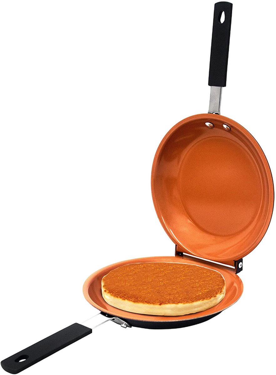 STILVORA Grillpannen - Multifunctionele Bakpan Met Anti-Aanbaklaag Voor Vlees En Groenten - Dubbele Zijde Omkeerbare Koekenpan Roestvrij Staal -Oranje