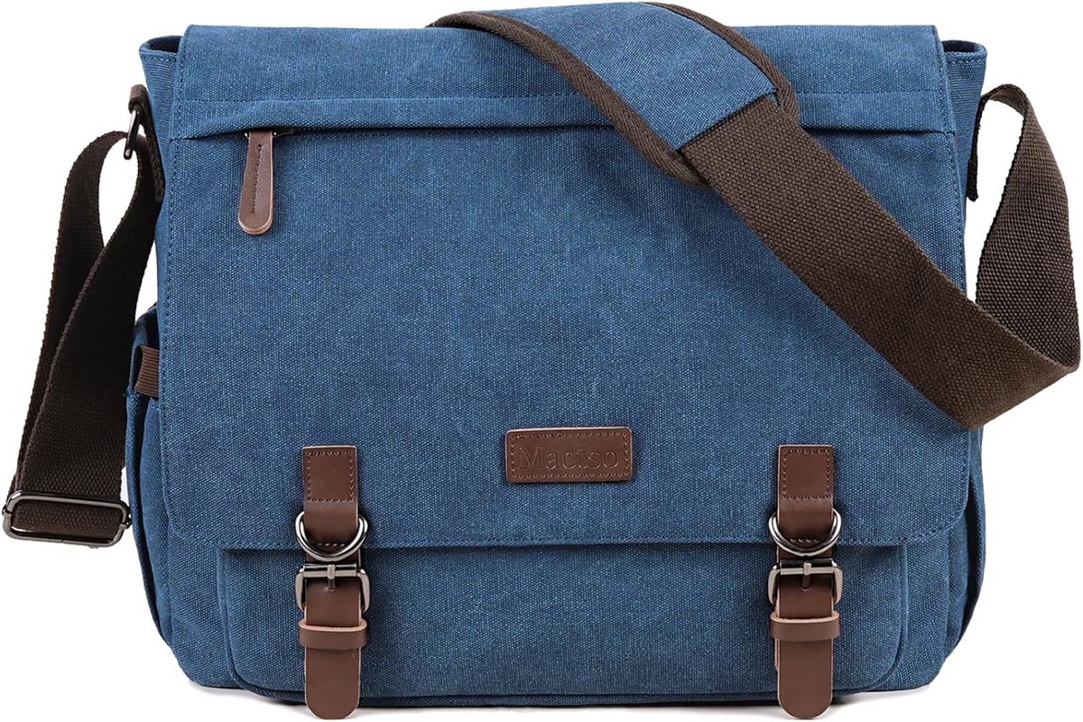 Canvas Schoudertas voor Heren en Dames - Reistas en Laptoptas 15,6 Inch