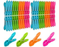 longziming -48-delige Wasclips Set – Duurzaam PP & RVS – Sterke Klemmen voor Kleding, Sokken & Ondergoed – Multicolor, Herbruikbaar & Multifunctioneel