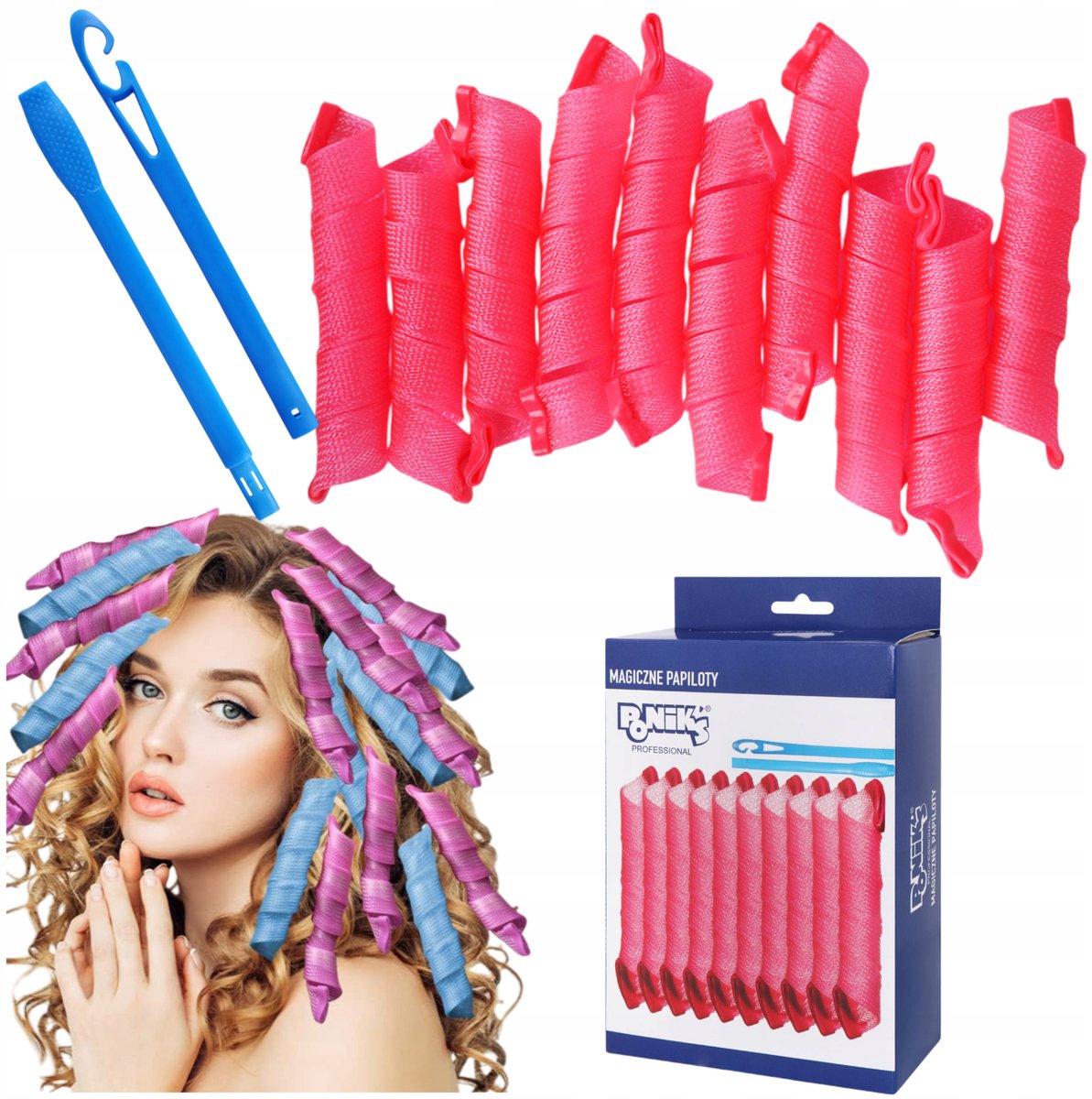 Poniks Spiralen Haarrollers - Set voor het Krullen van Haar - 10 stuks, 3 cm dik