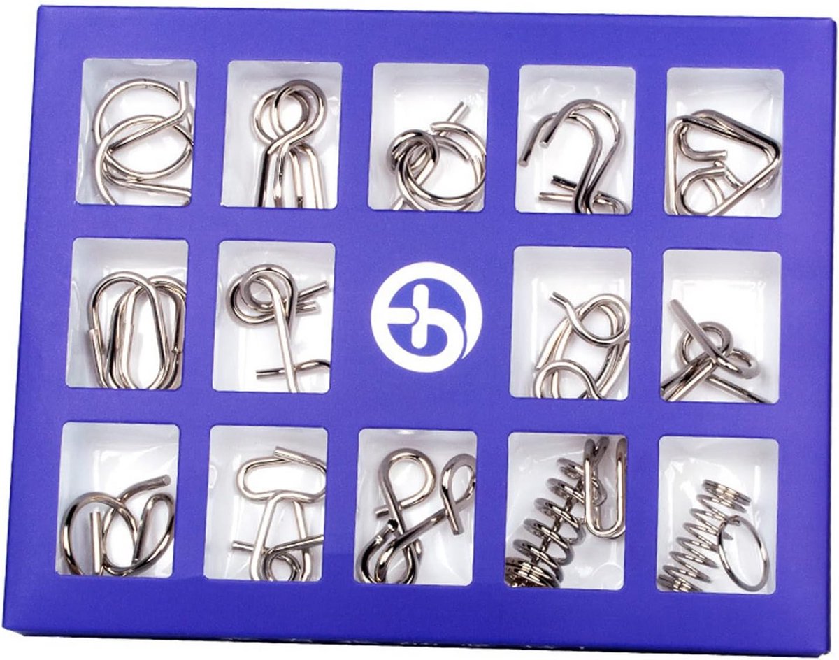 15 Stuks Metalen Puzzels Set - IQ Denkspel Uitdaging voor Volwassenen en Kinderen