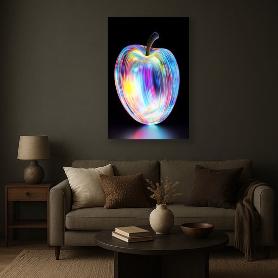 Lichtspoor appel – plexiglas – wandkunst – Glasschilderij – 70x105 cm