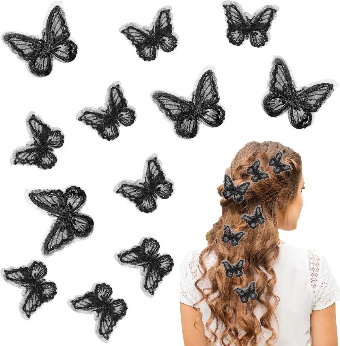 Elegante Vlinder Haarclips met Kant voor Meisjes en Dames