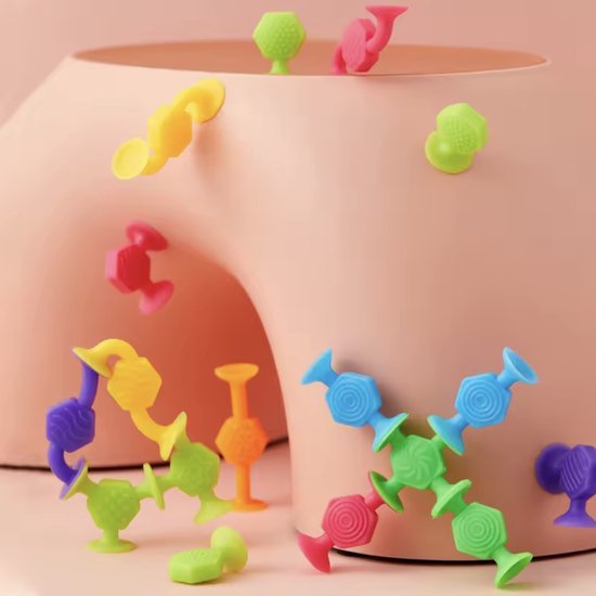 KimDo - Silicone Zuignap Speelgoed 25 stuks - Sensorisch - Vliegtuig - Onderweg - Kleurrijk - Bad Speelgoed - Bouwspeelgoed Peuters en Kleuters van Merkloos — afbeelding 4