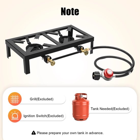 Aafinity Noodpakket - Gasfornuis - Gasfornuis camping - Draagbaar - Metaal - 8000W per brander - met regelaarslang en andere benodigde accessoires van Merkloos — afbeelding 2