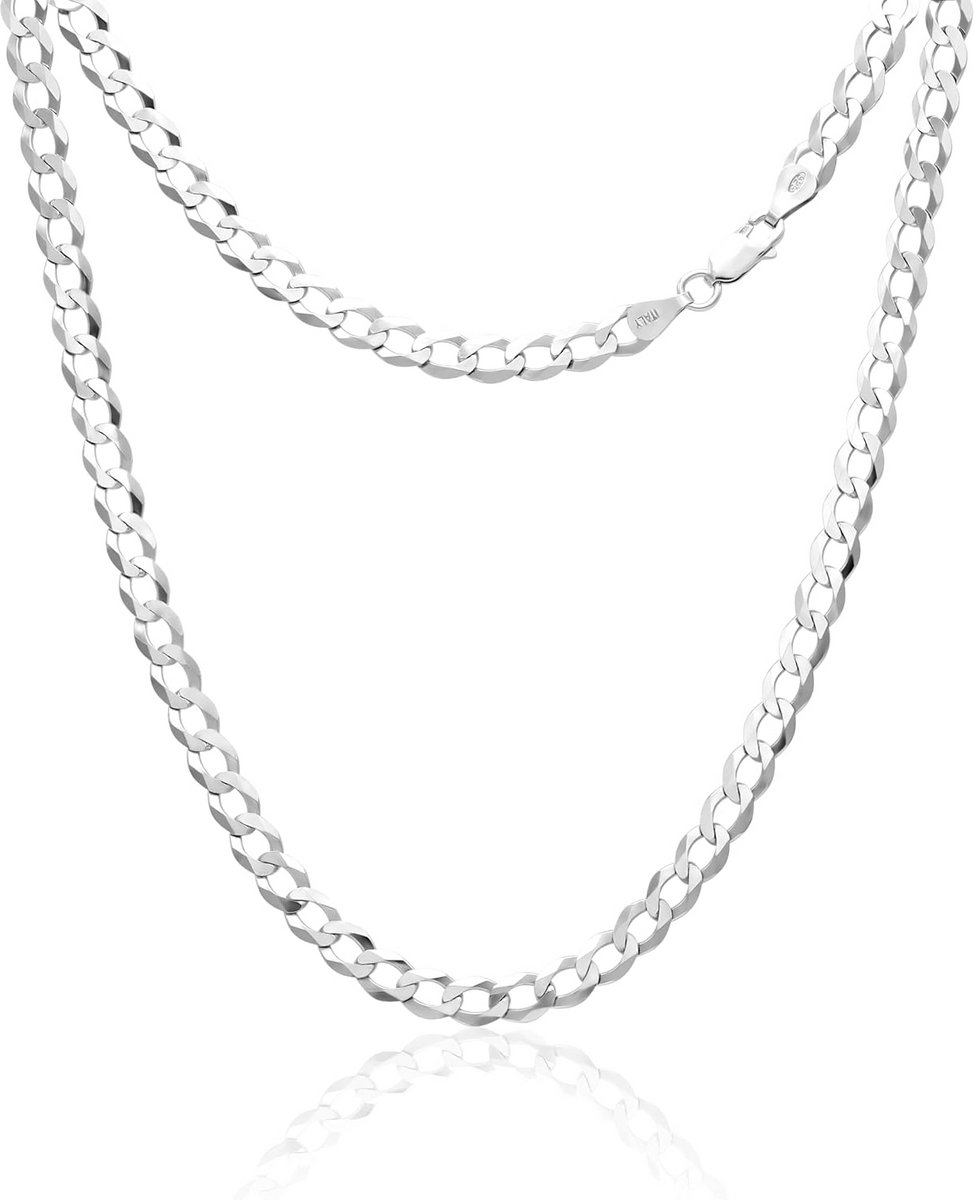 Herenketting 925 Sterling Zilver Gerodineerd Plat Grumetta Model - Diverse Lengtes