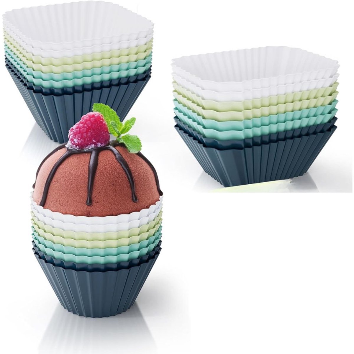 Famanu - Muffinvormen set herbruikbare siliconen vormen BPA-vrij voor cupcakes