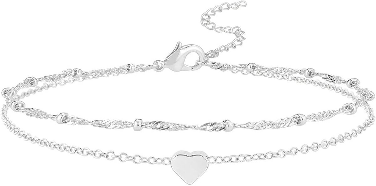 Verstelbaar Hart Enkelbandje Dames - Zomer Sieraden Accessoire van Roestvrij Staal
