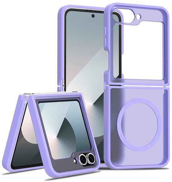Lunso Coque arrière fine avec support magnétique pour Samsung Galaxy Z Flip 7 FE / Z Flip6 - Violet