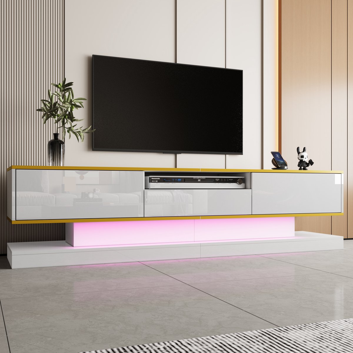 REDOM TV-meubel - spaanplaat - met lades - 180*38*45cm Gold,White Goud+Wit