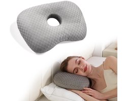 Ynkkvre - Oorkussen - Donut Kussen - Zijslaperkussen - Gebogen Design Voor Neksteun En Schoudergroef - 1 - Ideaal Voor Zijslaapers Grijs