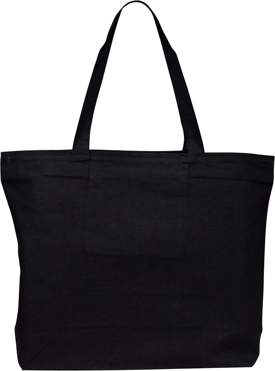 XL Robuuste Canvas Tote Bag met Ritssluiting voor Strand en Boodschappen