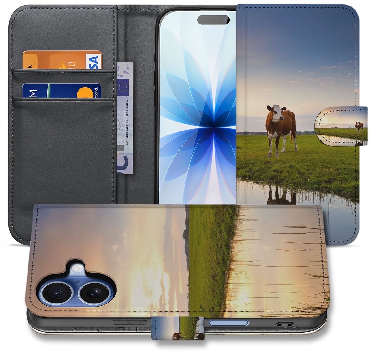 Telefoonhoesje iPhone 17 Koeienprint Zwart Wit