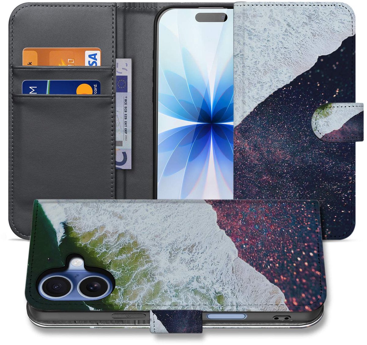 Book Case iPhone 17 Sea in Space Paars Stijl