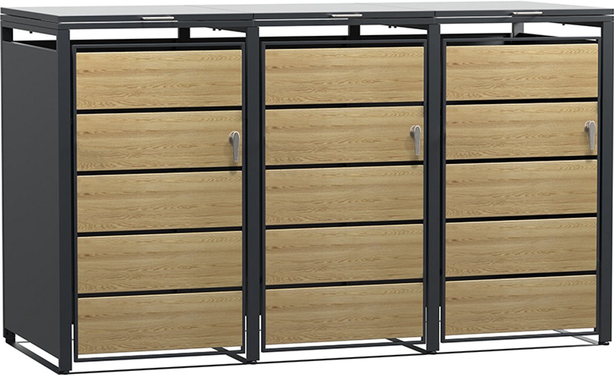 IVOL Kliko ombouw Houtlook - 3 containers - Met lock functie