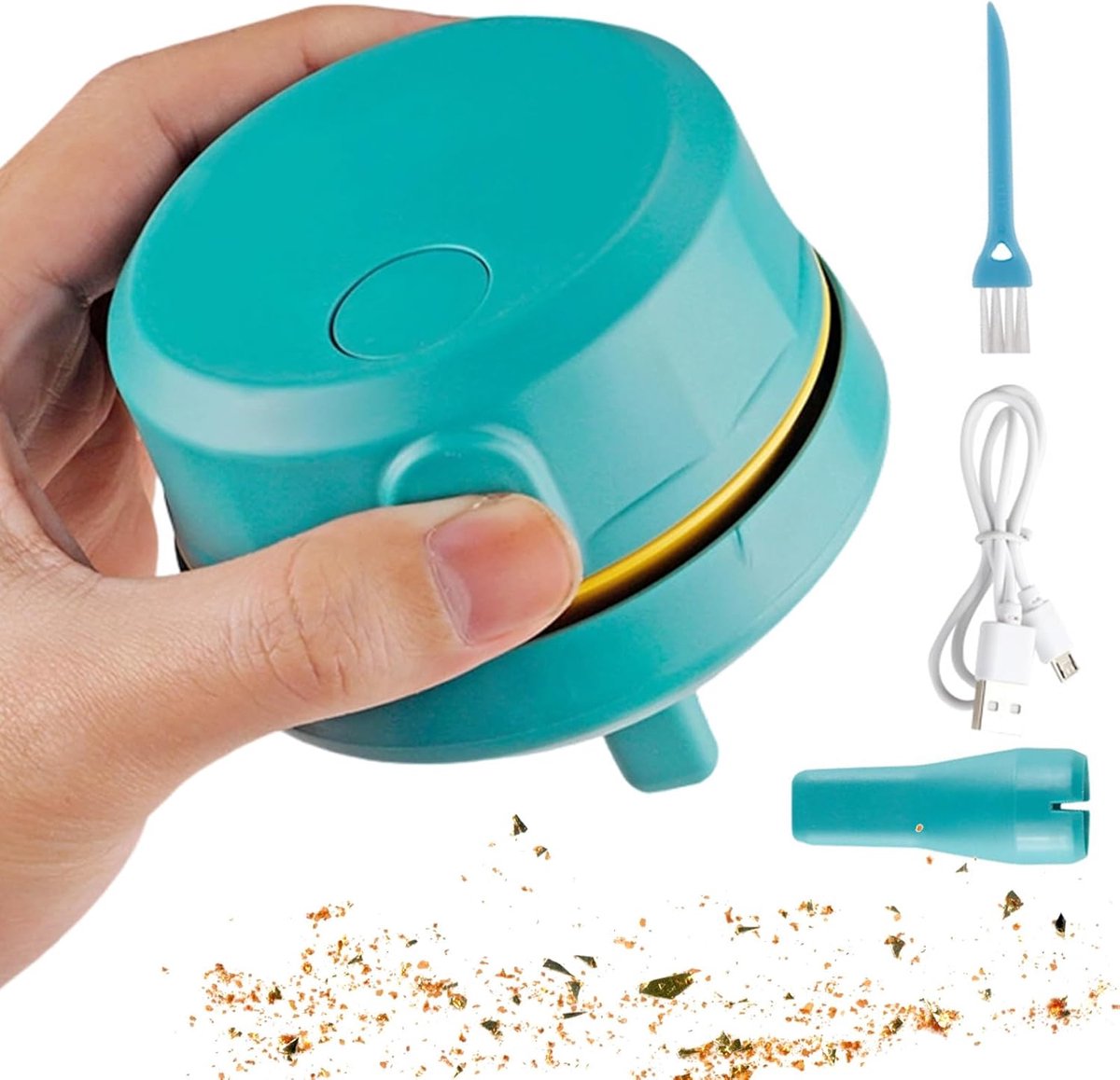 Mini-bureaustofzuiger, draadloos, 2 modi, plumeau, USB-ventilator, voor thuis, kantoor, bureau, elektronisch toetsenbord, tapijt, lade en details