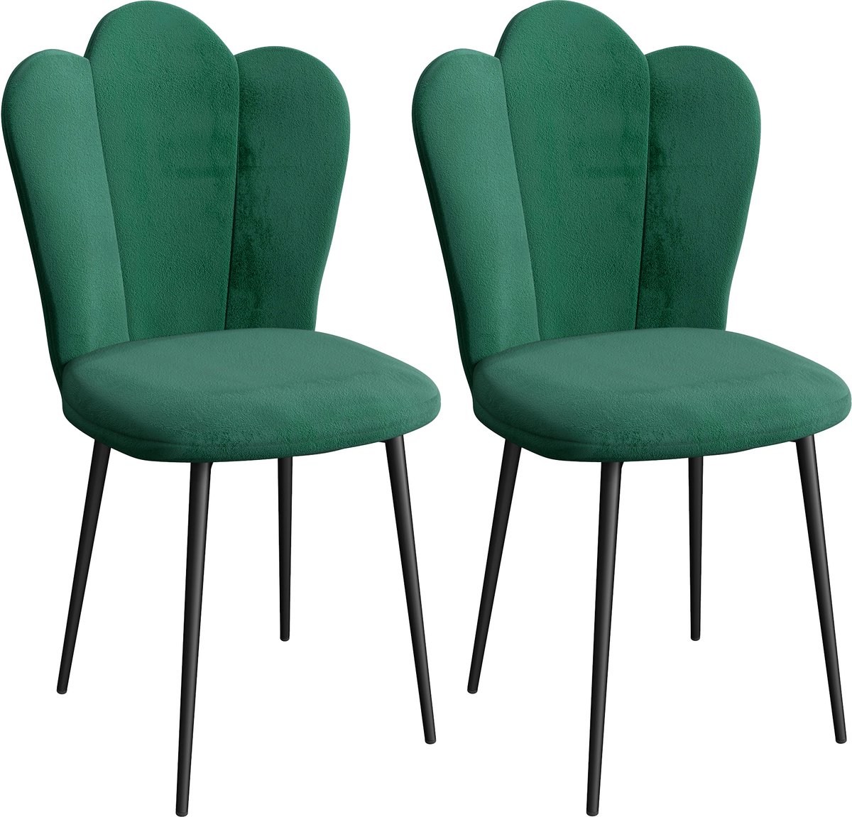 PIPIPOXER Eetkamerstoelen - Set Van 2 - kaptafelstoel, metalen poten,Groen