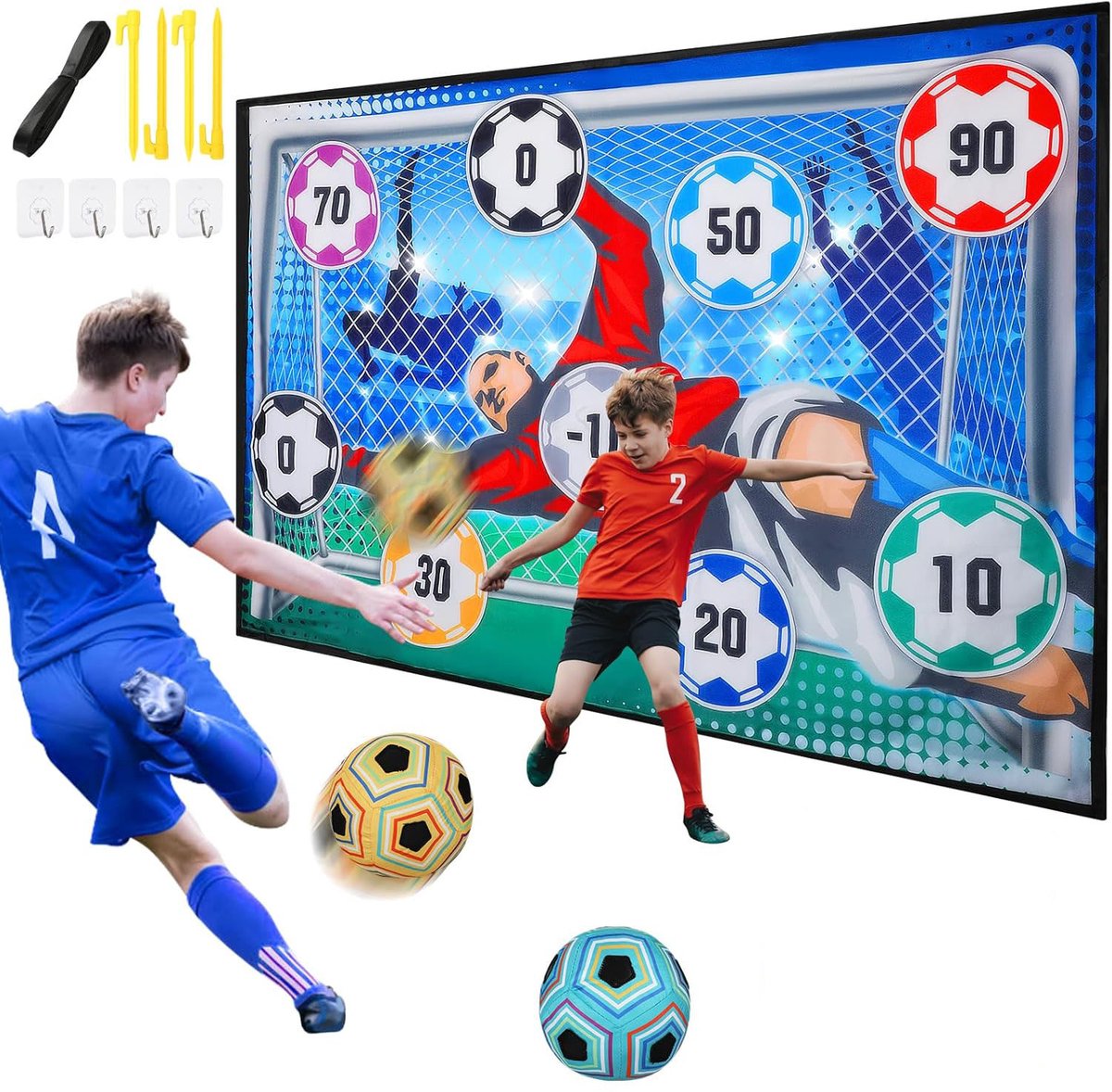 Sander Shop Voetbalset voor kinderen, voetbaldoelspel voor binnen en buiten, met klittenbandballen, paasverjaardagscadeau voor jongens en meisjes van 3, 4, 5, 6, 7, 8 jaar
