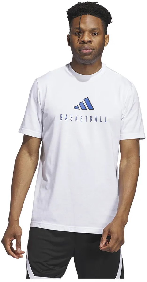 Adidas Worldwide Hoops Logo Performance Graphic T-shirt Met Korte Mouwen Regular Man Wit