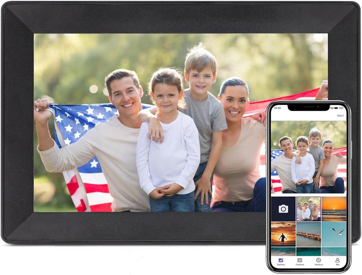 Digitale Fotolijst 10,1 inch HD Touchscreen met 16GB Geheugen en App Connectiviteit