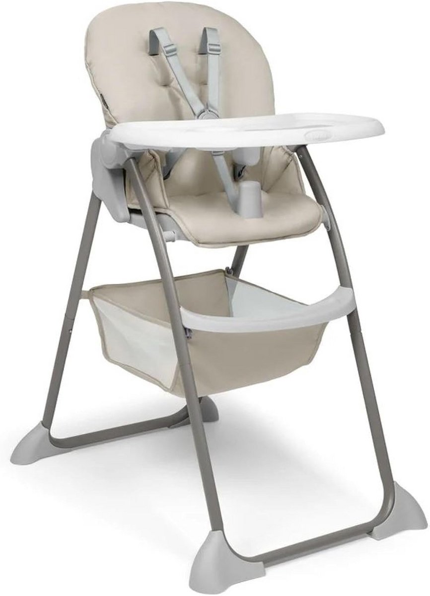 Inklapbare Kinderstoel - Eetstoel Baby - Samen Eten - Staat Zelfstandig - Compact Opvouwbaar - Beige