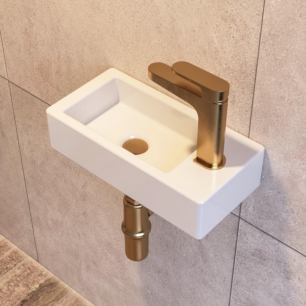 Kleine Rechthoekige Wastafel Keramiek Wandmontage voor Toilet en Badkamer