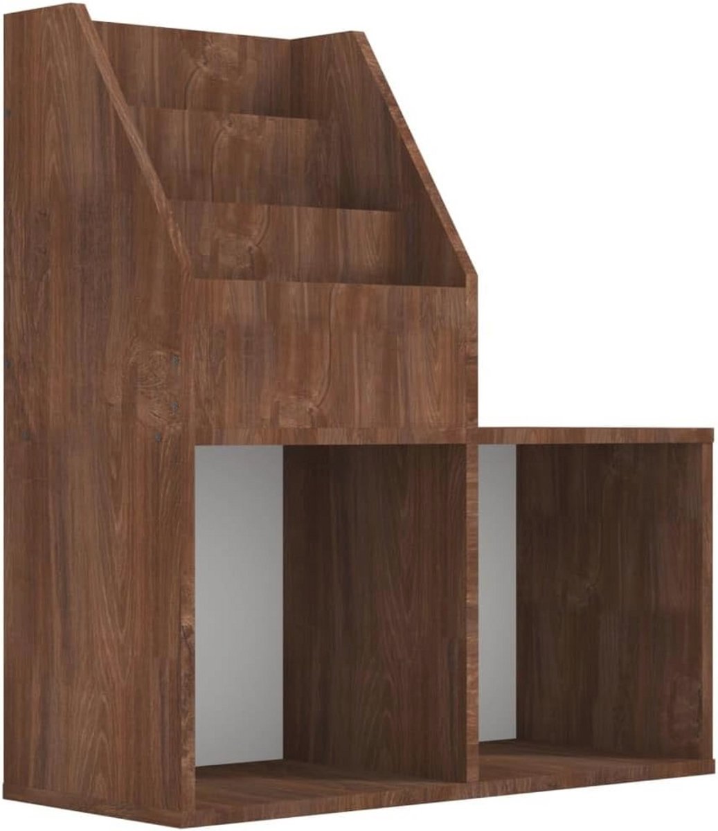 Kinderen Bladenrek 71x30x78.5cm Houten Boekenkast Bruin Eiken, Tijdschriftenopslag voor Ki