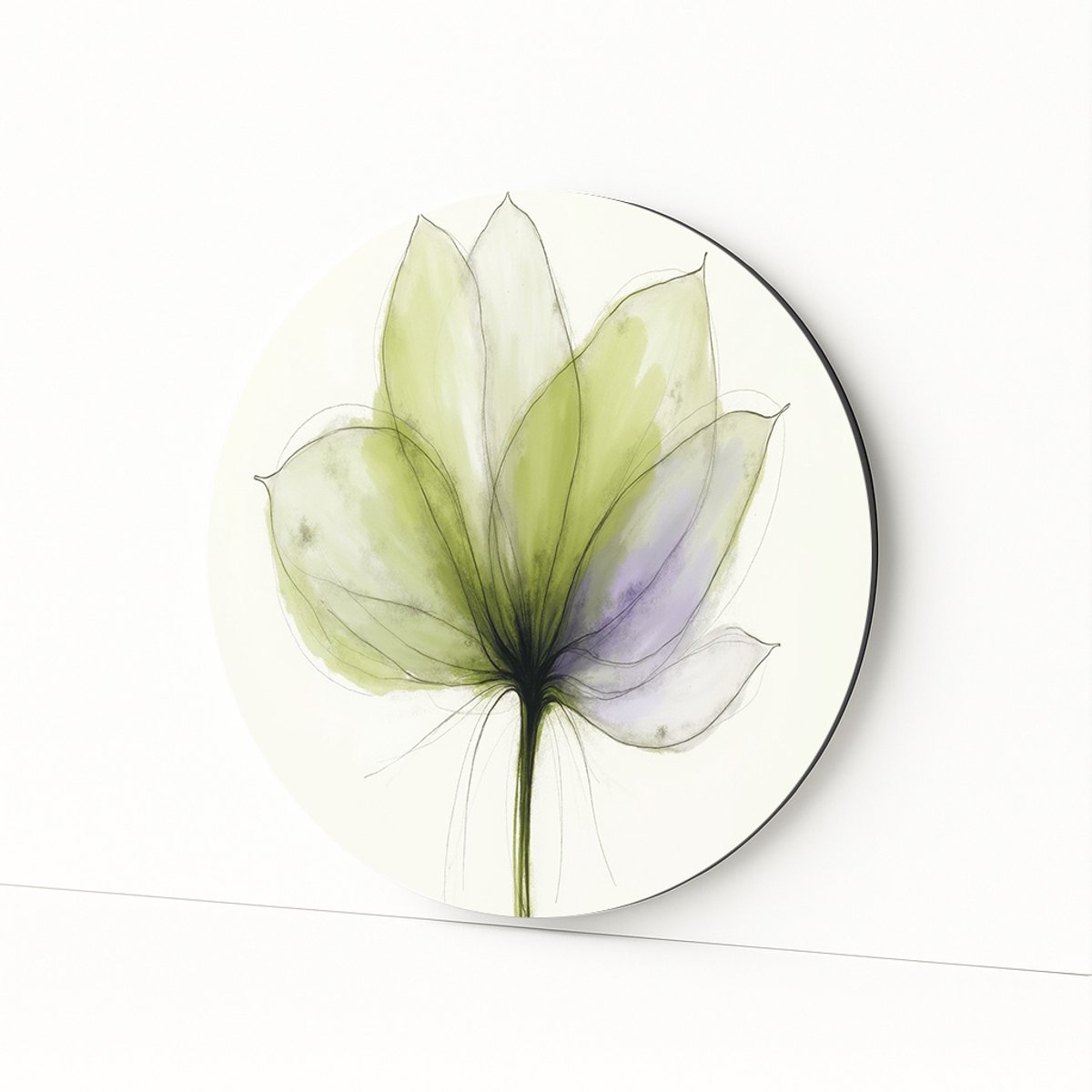 Botanische bloem – wandkunst rond – Dibond muurcirkel – 40x40 cm