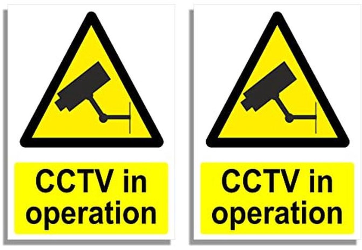 CCTV In Operatie Teken - 2 Pack Veiligheidsborden voor Beveiliging - Zelfklevende Waarschuwingsborden voor Binnen en Buiten