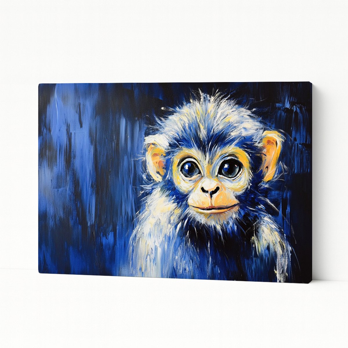 Jonge aap – wandkunst – woondecoratie – Canvas schilderij – 45x30 cm