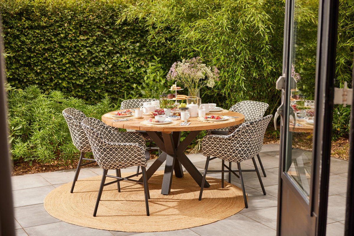 Hartman Delphine chaise de jardin dining - Noir/Blanc Wicker