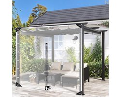 Waterdichte transparante PVC zijpaneel 1,9 x 1,5m - Bescherming tegen wind en regen - Voor tuin, terras, pergola en carport