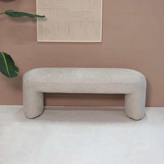 HUIZEDOP Banc d'Entrée Tissu Beige - 110x45x40cm - Corbeau