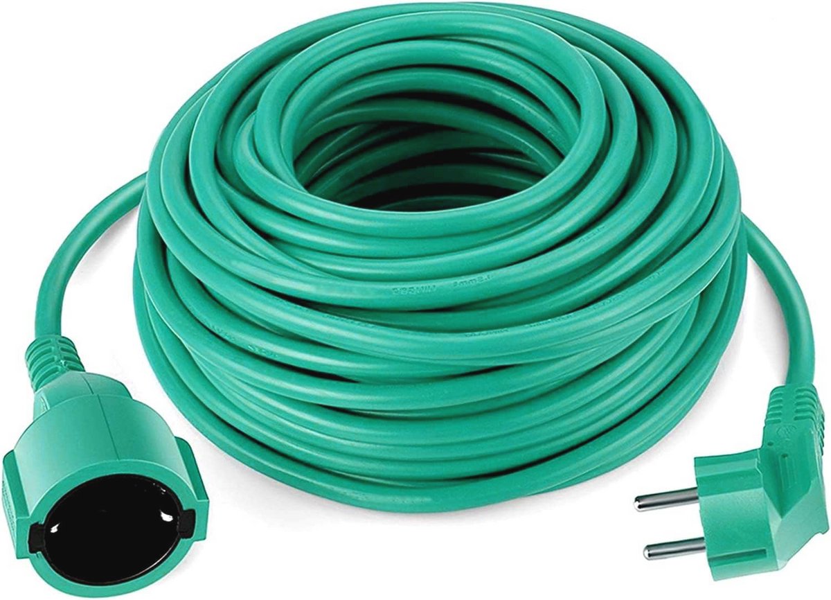 Verlengkabel 30 meter - Hoogwaardige groene kabel voor binnen- en buitengebruik tot 3500 Watt