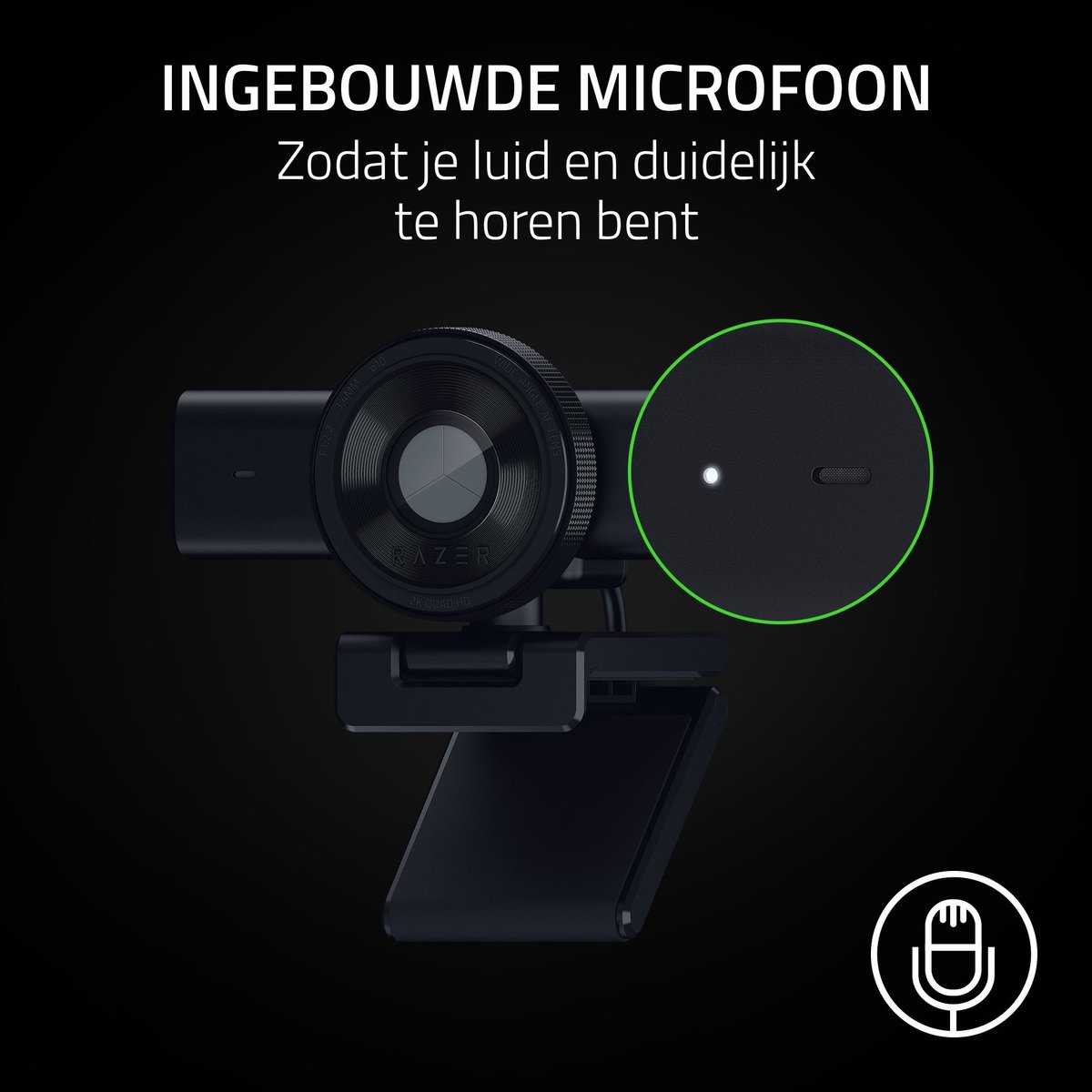 Razer Kiyo V2 X - Webcam Full HD 1080p, 60 FPS Voor Content Creators Nauwkeurige Autofocus Groothoeklens Ingebouwde Microfoon Ondersteuning Voor Open Broadcaster Software En Xsplit Quartz
