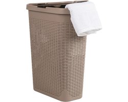 Slanke wasmand met 40 liter capaciteit en handgrepen - Geventileerd en scharnierend deksel