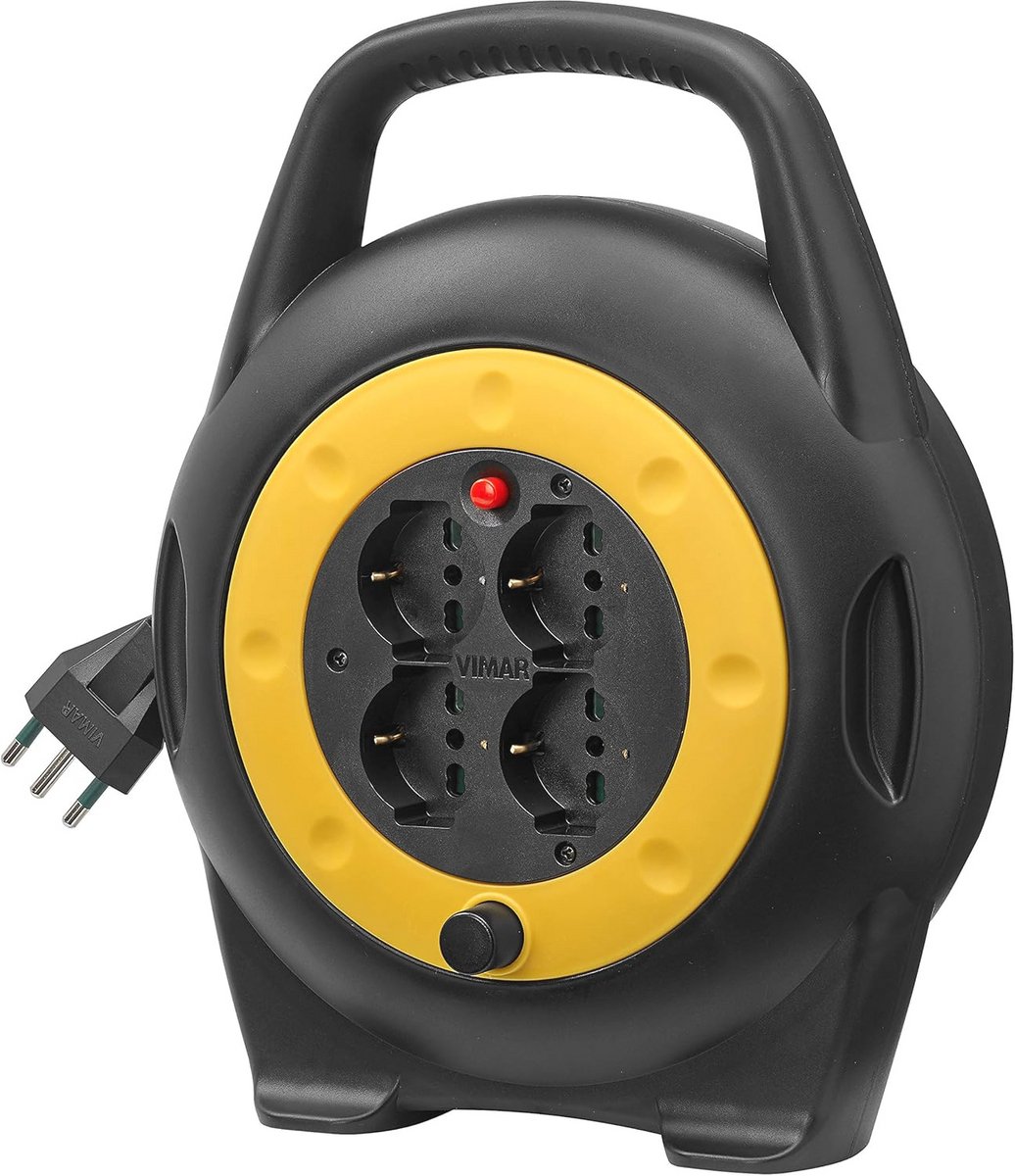 Kabelhaspel 10 meter met 4 universele stopcontacten en thermische beveiliging