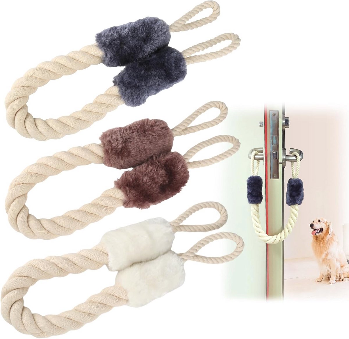 Katoenen Deurstopper met Klembescherming voor Kinderen en Huisdieren - 3 Stuks