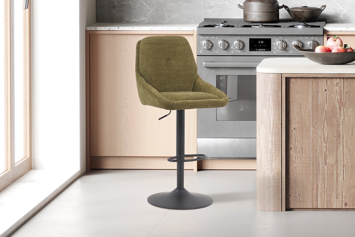 Rousseau BBarstoel Sabine Groen – Verstelbare Zithoogte 64-85 cm – Draaibaar – Rousseau