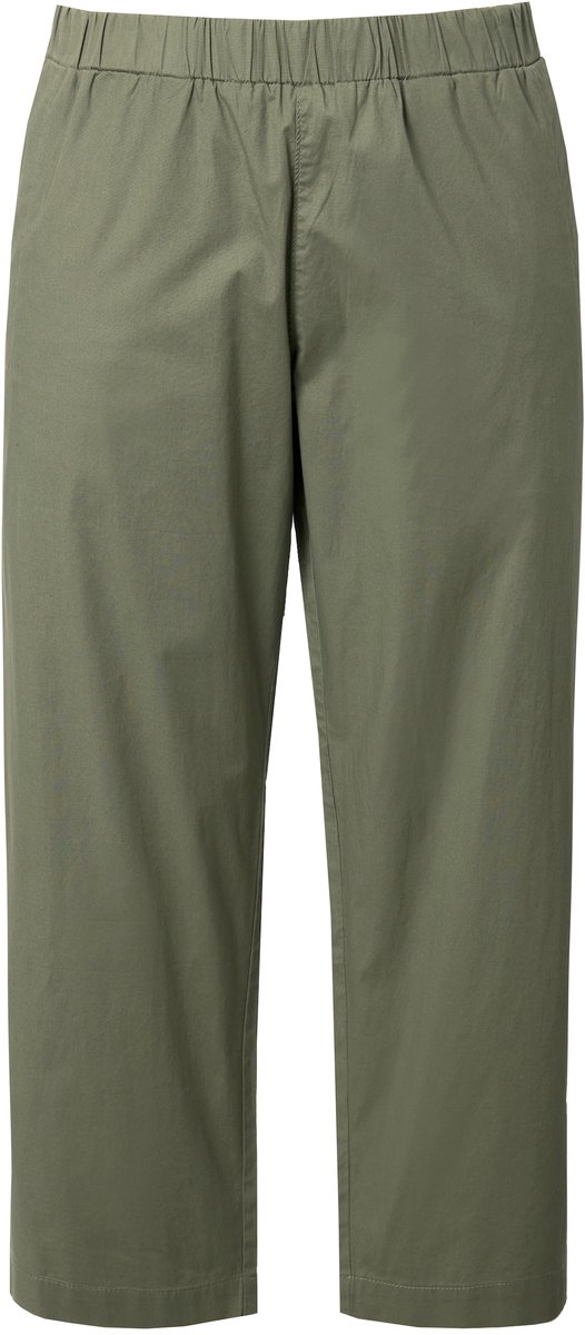 Ulla Popken - Dames - 7/8-chinobroek Ruby elastische tailleband wijde - Olijfgrijs - Maat 42