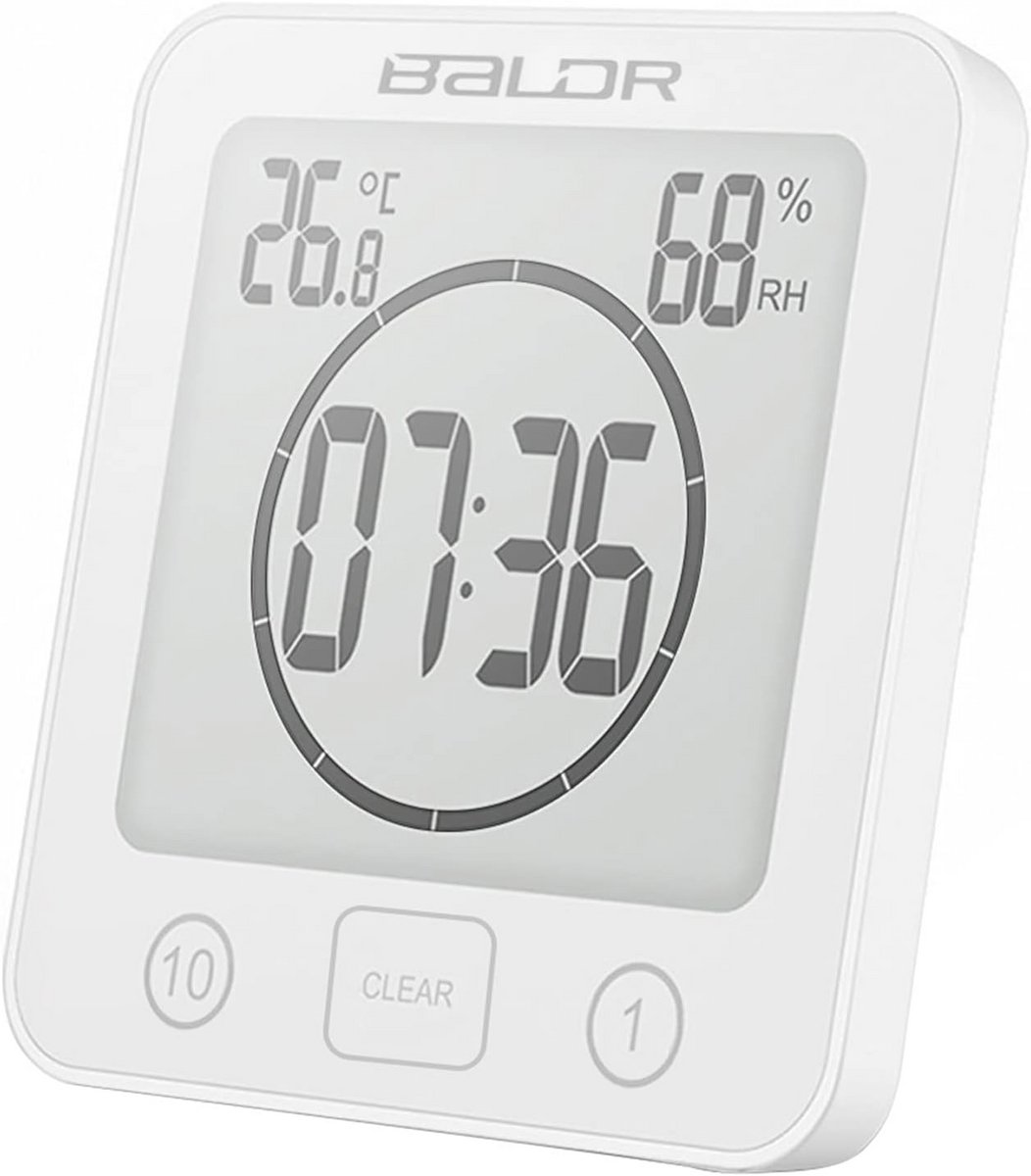 Digitale Doucheklok met Thermometer en Hygrometer - IP24 Waterdichte Douche-Timer met Groot LCD-Display voor Badkamer en Keuken