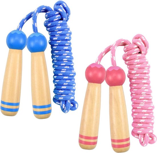 Springtouw Springtouw Set voor Kinderen - 2 Verstelbare Katoenen Springtouwen met ...