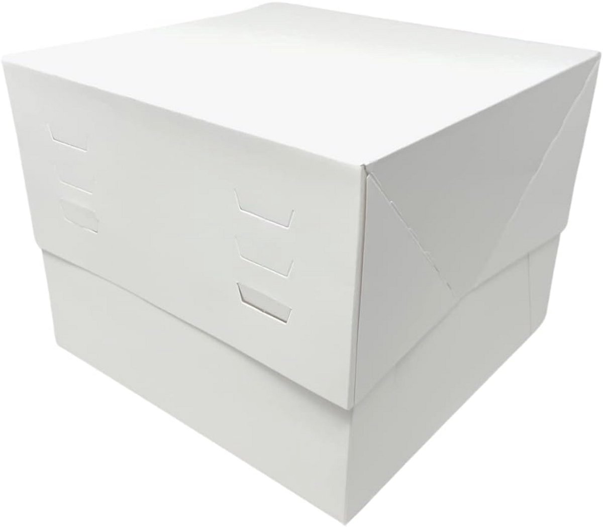 Witte Taartdozen - In hoogte verstelbare verpakking met 10 stuks, 25 x 25 cm (20-30 cm)