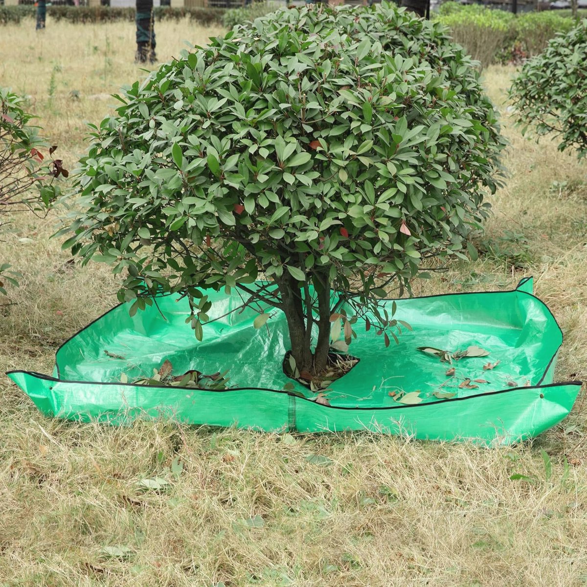Landschapszeil voor het trimmen - 198 x 198 cm snoeizeil met 30 cm gaten, waterdicht zeildoek voor struiktrimmen met hoeken voor eenvoudige bevestiging