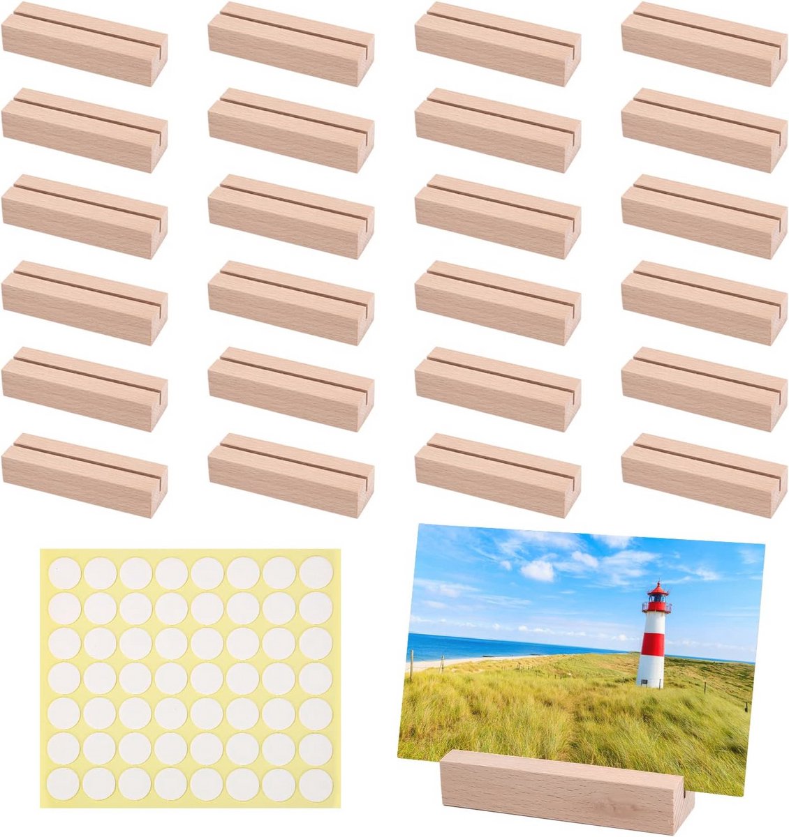Houten Plaatskaart Houders - 24 Stuks, Rectangulaire Tafelnummer Houder voor Feestjes en Bruiloften